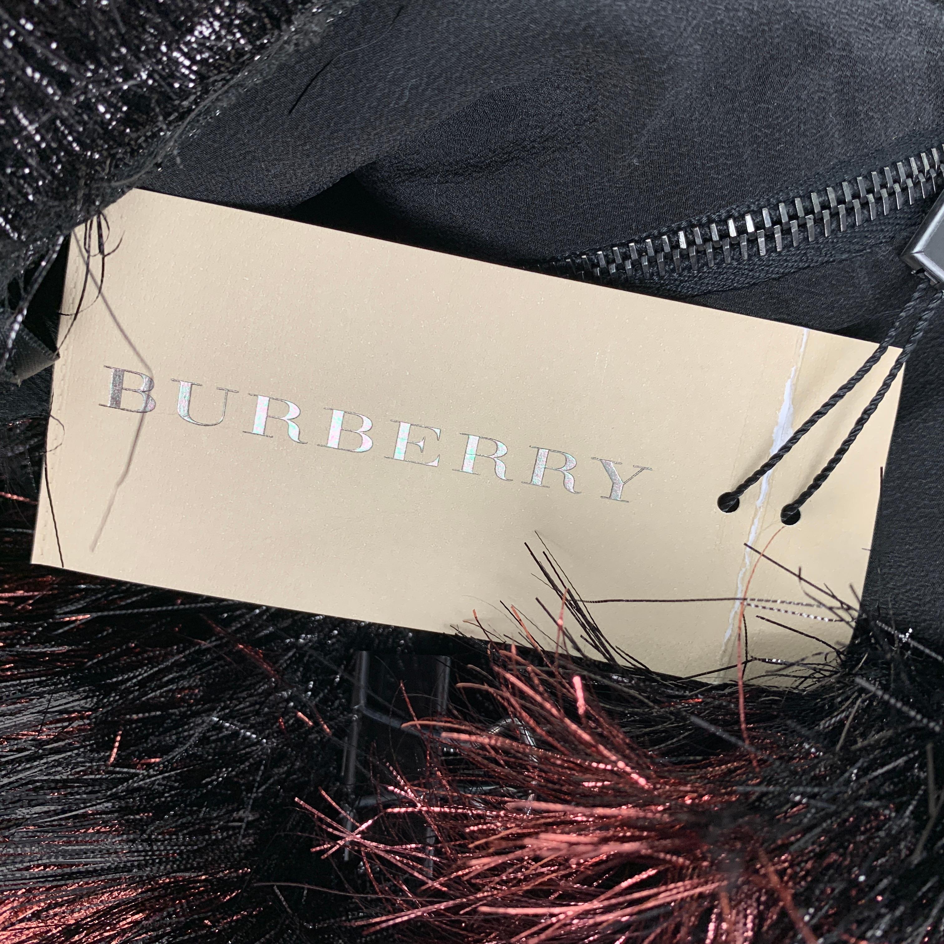 Donna Burberry Prorsum Autunno 2012 Taglia 6 Gonna a righe in poliammide e seta nera e ciliegia