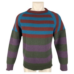 BURBERRY PRORSUM Fall 2012 Size L Brown & Blue Wool / Viscose Blend Sweater