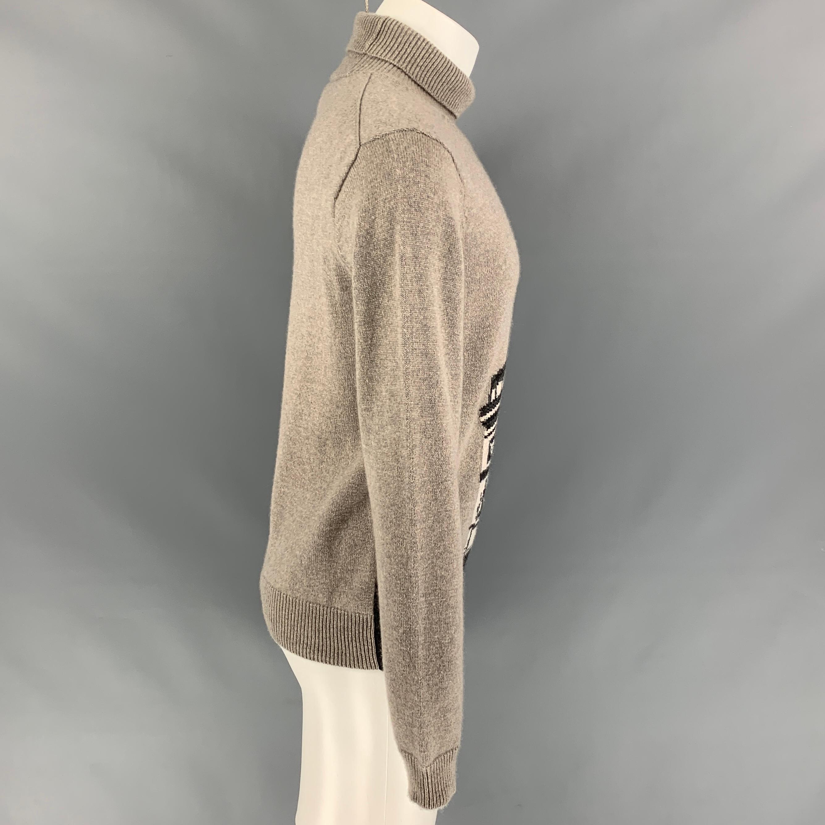 Brown BURBERRY PRORSUM Fall 2014 Size S Taupe & Black Arch de Triumph Cashmere Sweater