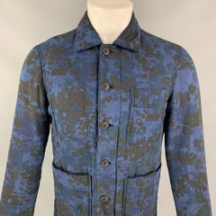 BURBERRY PRORSUM Fall 2015 Size 36 Blue & Navy Camo Cotton Trucker Jacket
