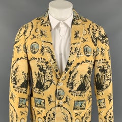 BURBERRY PRORSUM Fall 2016 Yellow & Brown Print Cotton / Silk Sport Coat