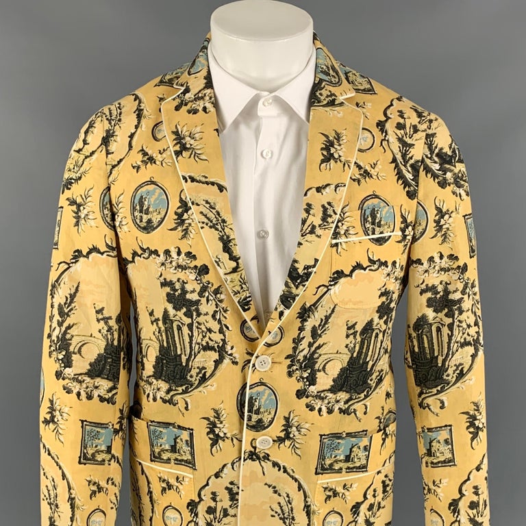 BURBERRY PRORSUM Fall 2016 Yellow and Brown Print Cotton / Silk Sport Coat  at 1stDibs