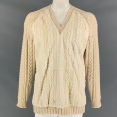 BURBERRY PRORSUM Fall Winter 2011 Cream Knit Wool / Cashmere V-Neck Sweater