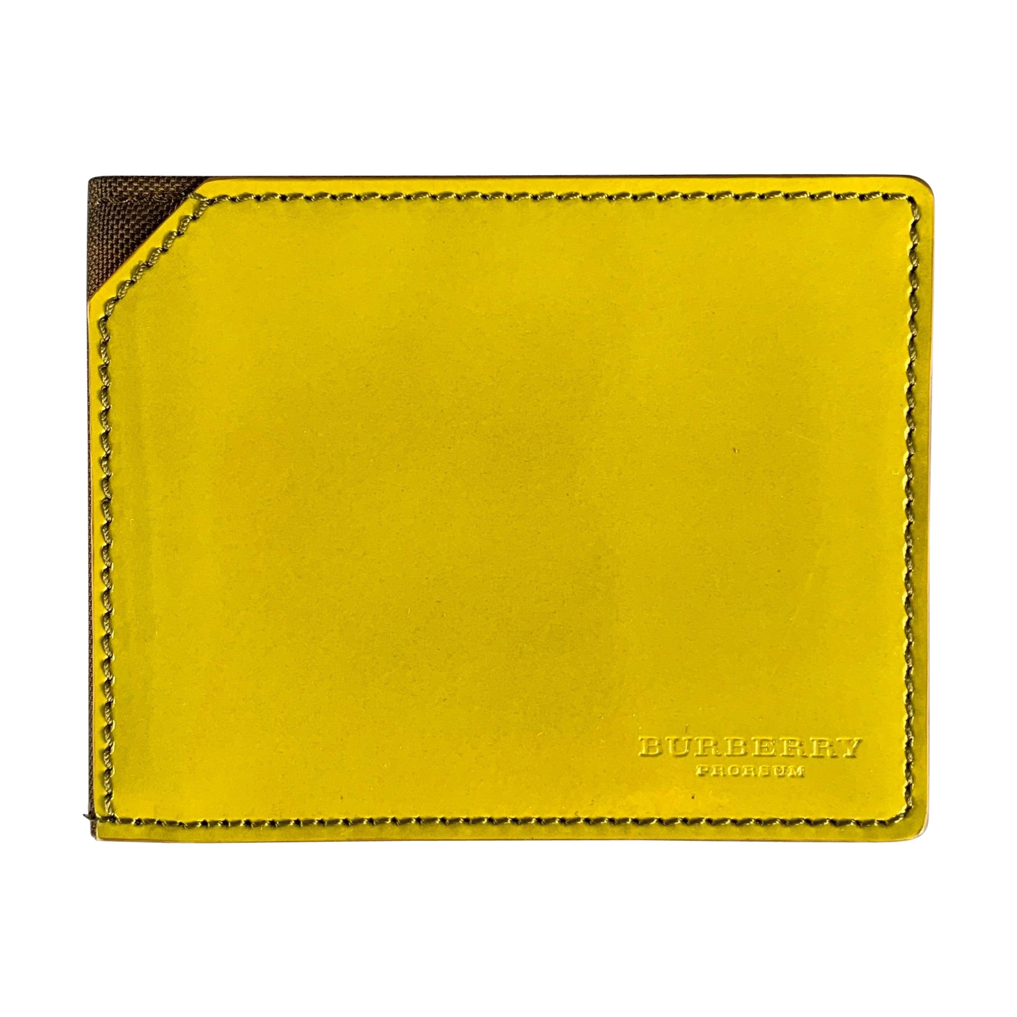 BURBERRY PRORSUM Green Brown Canvas Leather Wallet