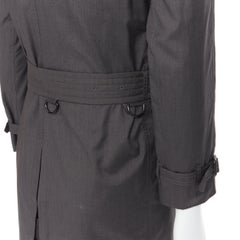 BURBERRY PRORSUM grey wool silk double breasted belted trench coat EU44 XS