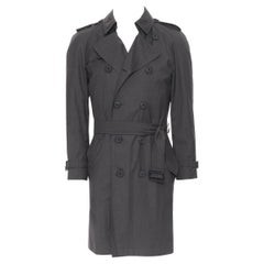 BURBERRY PRORSUM grey wool silk double breasted belted trench coat EU44 XS