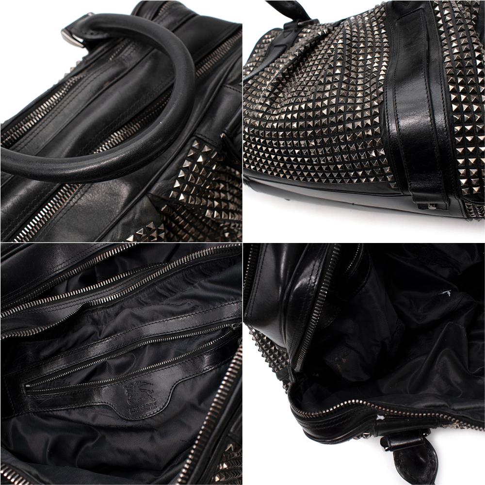 Burberry Prorsum Knight Black Leather Silver Studded Tote Bag 1