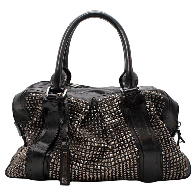 Burberry Prorsum Knight Black Leather Silver Studded Tote Bag at 1stDibs