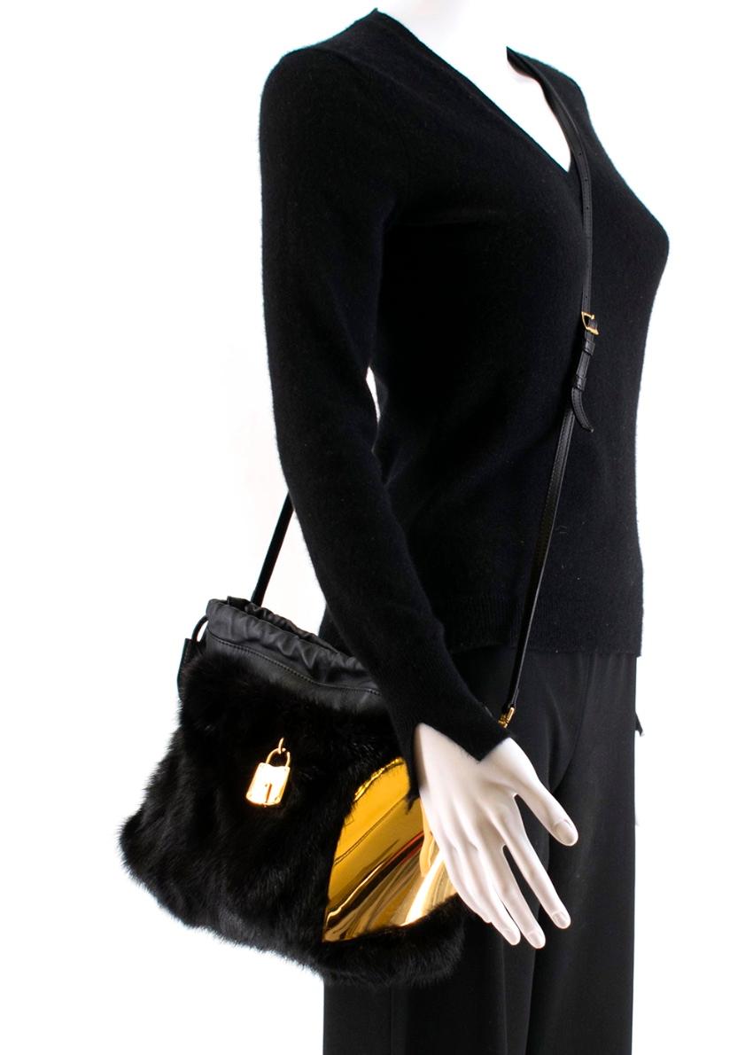 Black Burberry Prorsum Little Crush Bag in Mink with Metal Heart For Sale