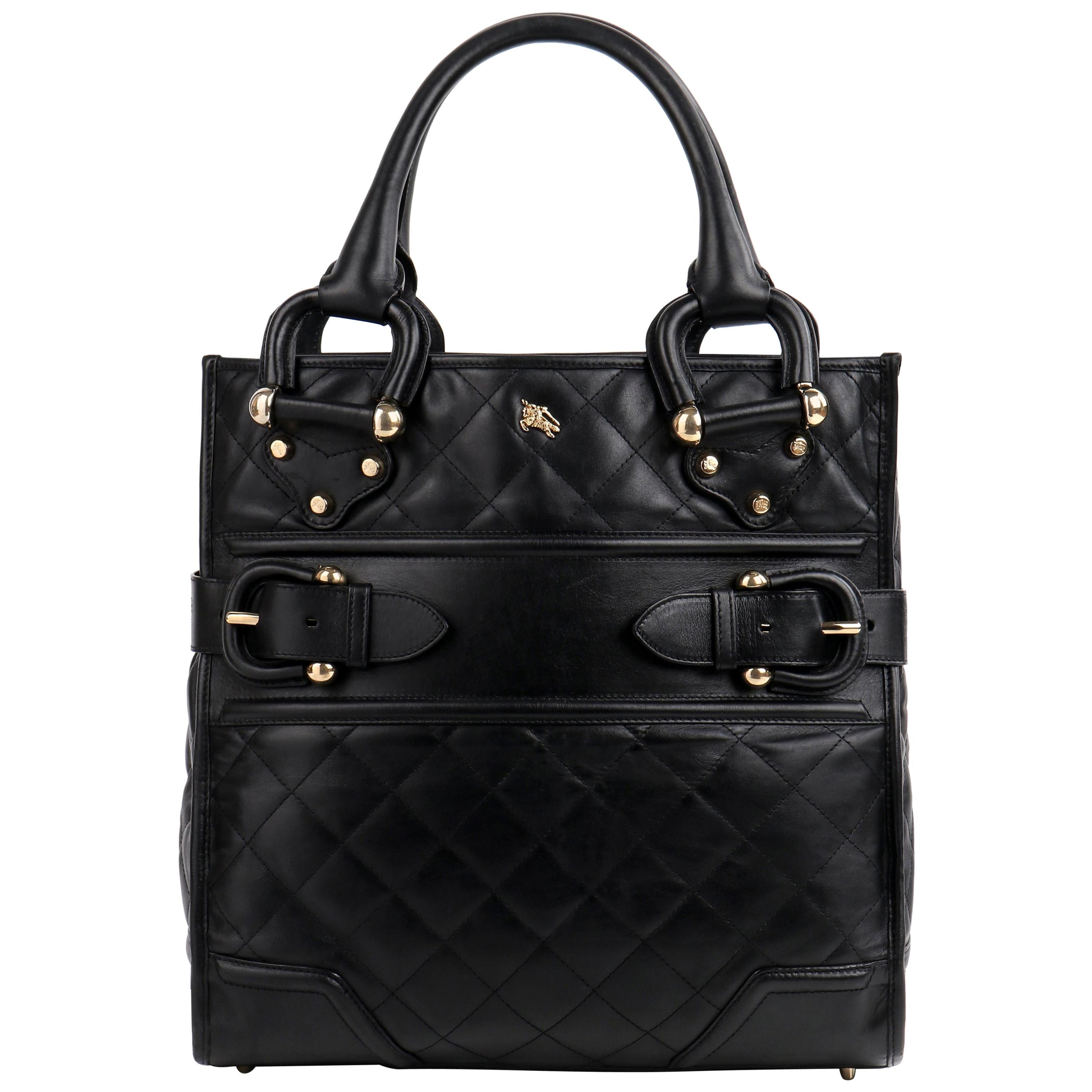 Prorsum Manor Style Quilted Top Handle Buckle Detail Handbag Purse at burberry manor bag, burberry prorsum burberry prorsum purse