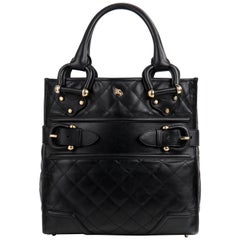 BURBERRY Prorsum Manor Style Quilted Top Handle Buckle Detail Handbag Purse