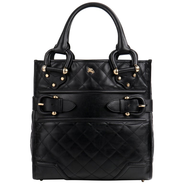 BURBERRY Prorsum Manor Style Quilted Top Handle Buckle Detail Handbag Purse For Sale at 1stDibs