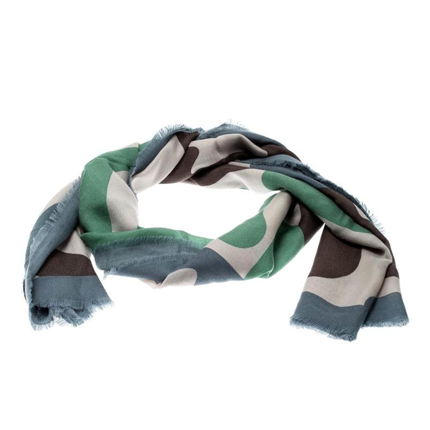Burberry Prorsum Multicolor Large Camouflage Print Fringed Edge Cashmere  Scarf For Sale at 1stDibs