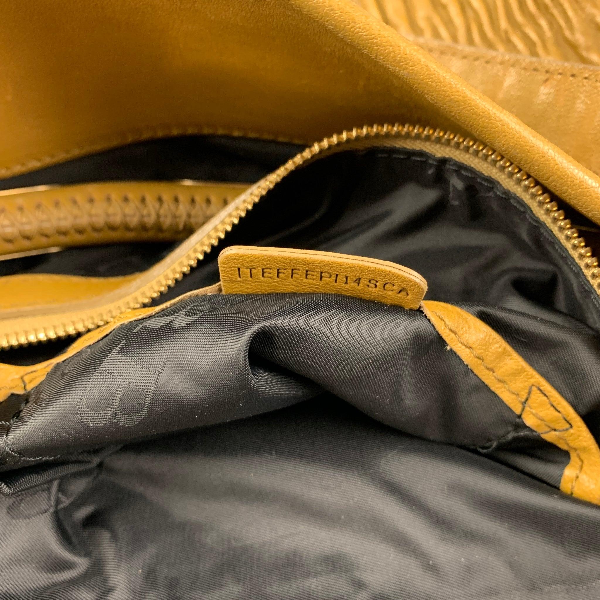 BURBERRY PRORSUM Mustard Ruched Leather Tote Handbag 2
