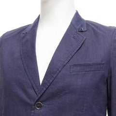 Burberry Prorsum giacca blazer monopetto in lino spalmato navy IT44 XS