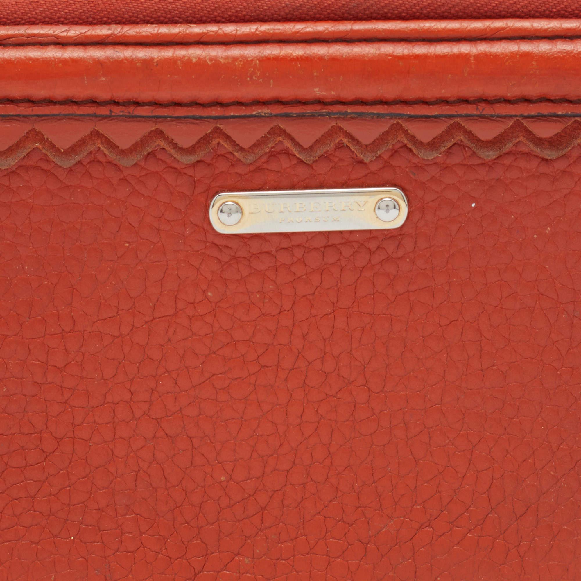 Women's Burberry Prorsum Orange Leather Zip Around Wallet