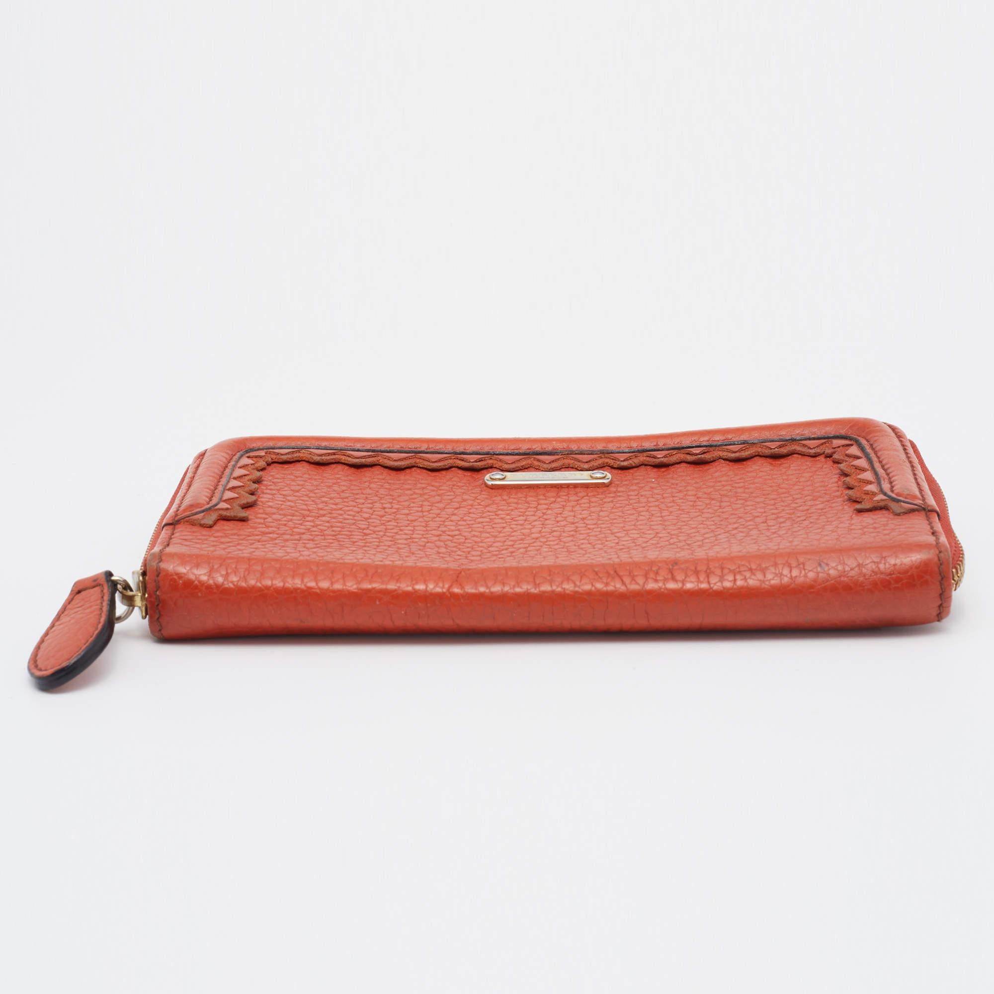 Burberry Prorsum Orange Leather Zip Around Wallet 2