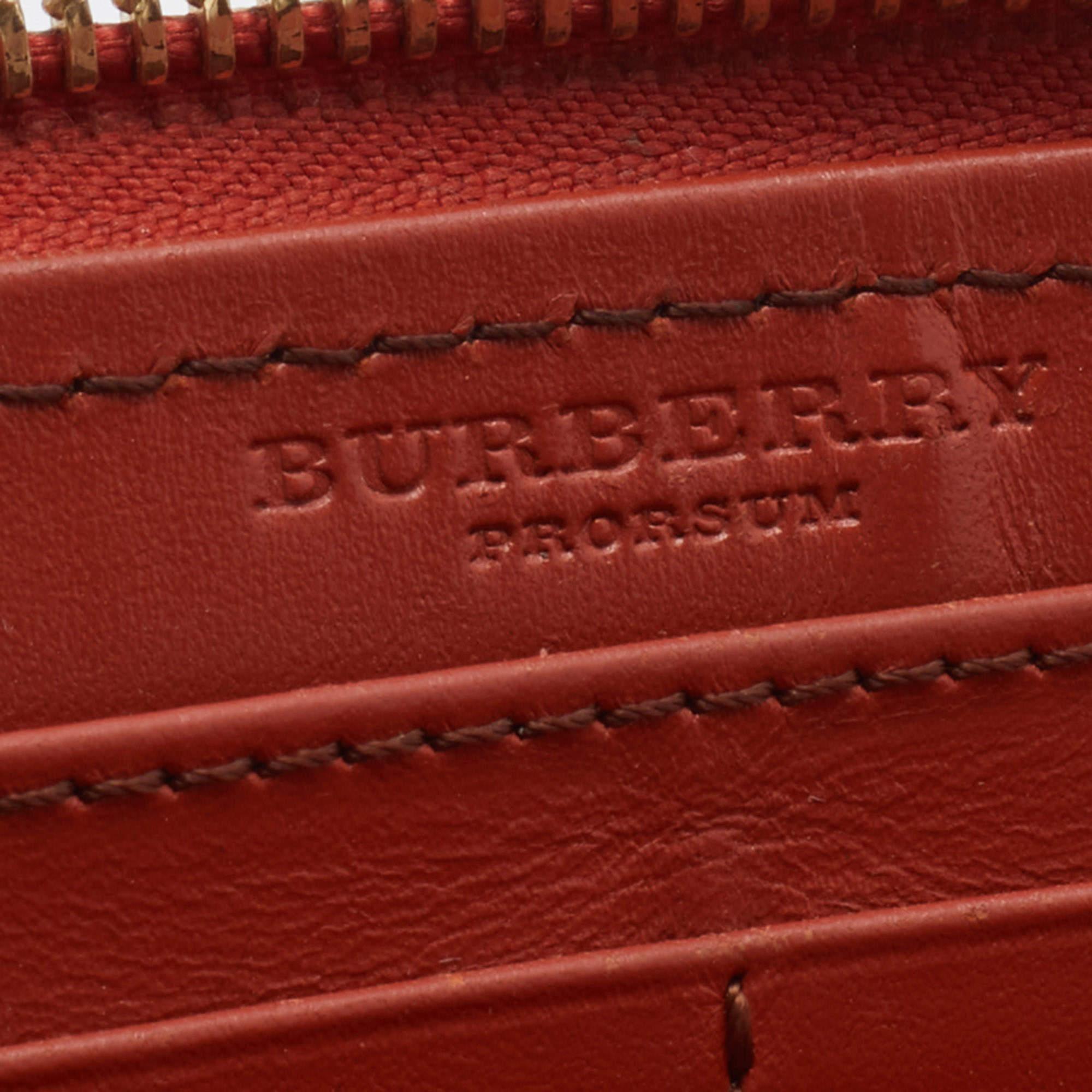 Burberry Prorsum Orange Leather Zip Around Wallet 3