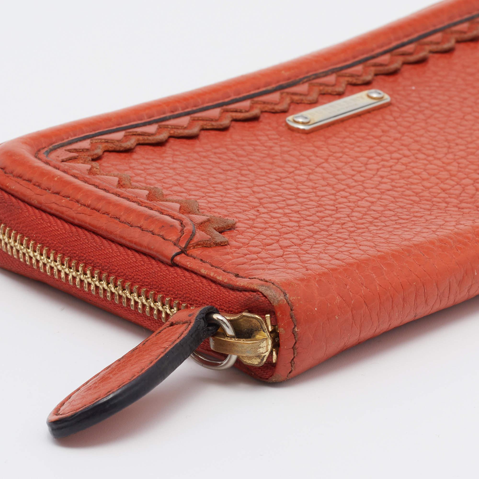 Burberry Prorsum Orange Leather Zip Around Wallet 4