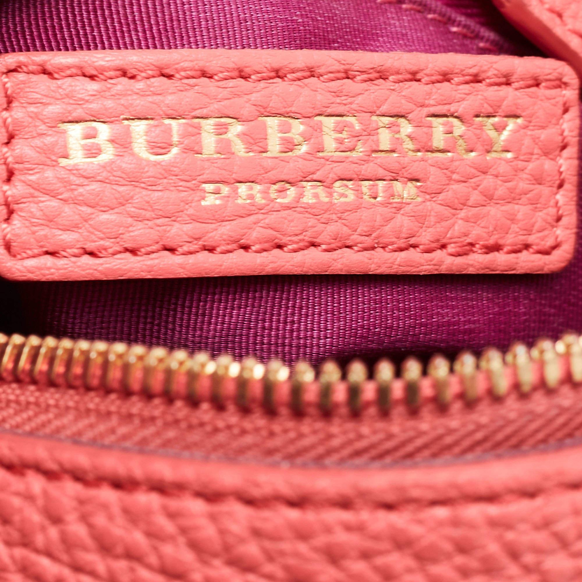 Burberry Prorsum Pink Haymarket Check Coated Canvas and Leather Mini Bee Bag 2