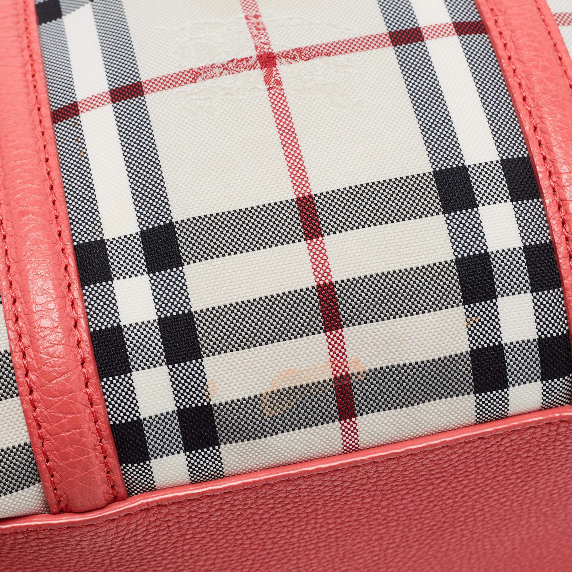Burberry Prorsum Pink Haymarket Check Coated Canvas and Leather Mini Bee Bag 5