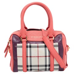 Burberry Prorsum - Mini sac rose « Haymarket » en toile et cuir enduite à carreaux