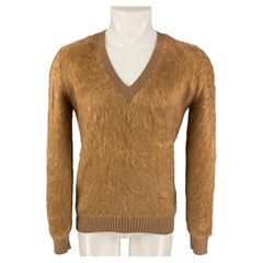 BURBERRY PRORSUM Pre-Fall 2011 Size S Camel Merino Wool / Mohair V-Neck Sweater