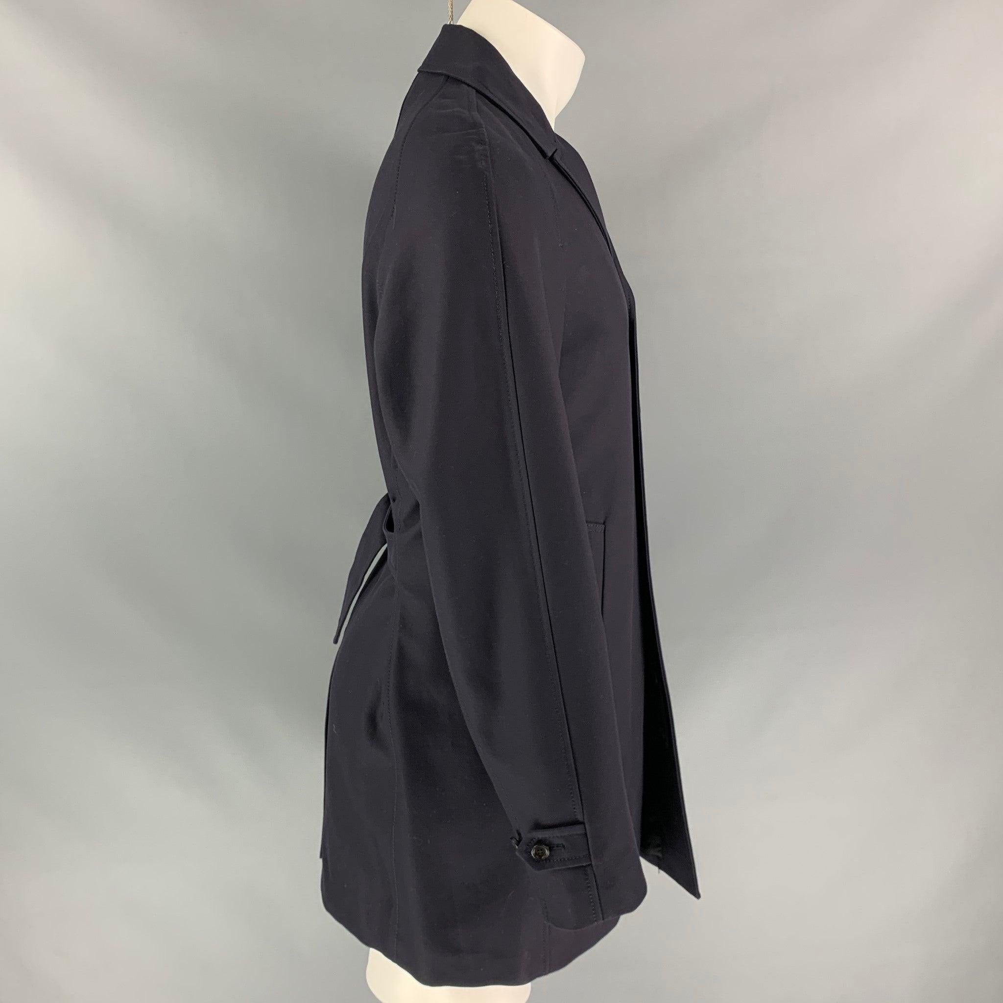 Men's BURBERRY PRORSUM Pre-Fall 2013 Size 38 Navy Coated Cotton Coat For Sale
