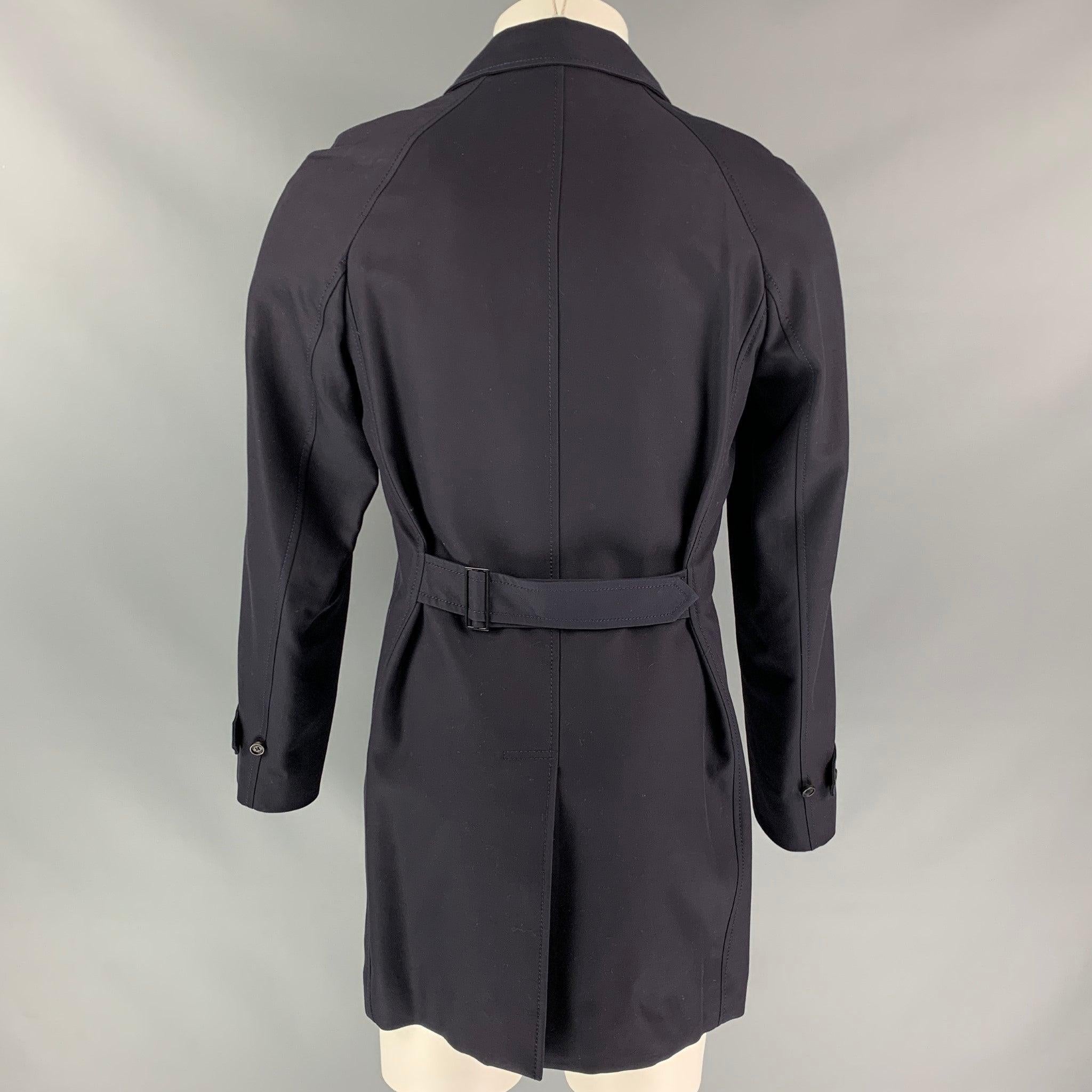 BURBERRY PRORSUM Pre-Fall 2013 Size 38 Navy Coated Cotton Coat For Sale 1