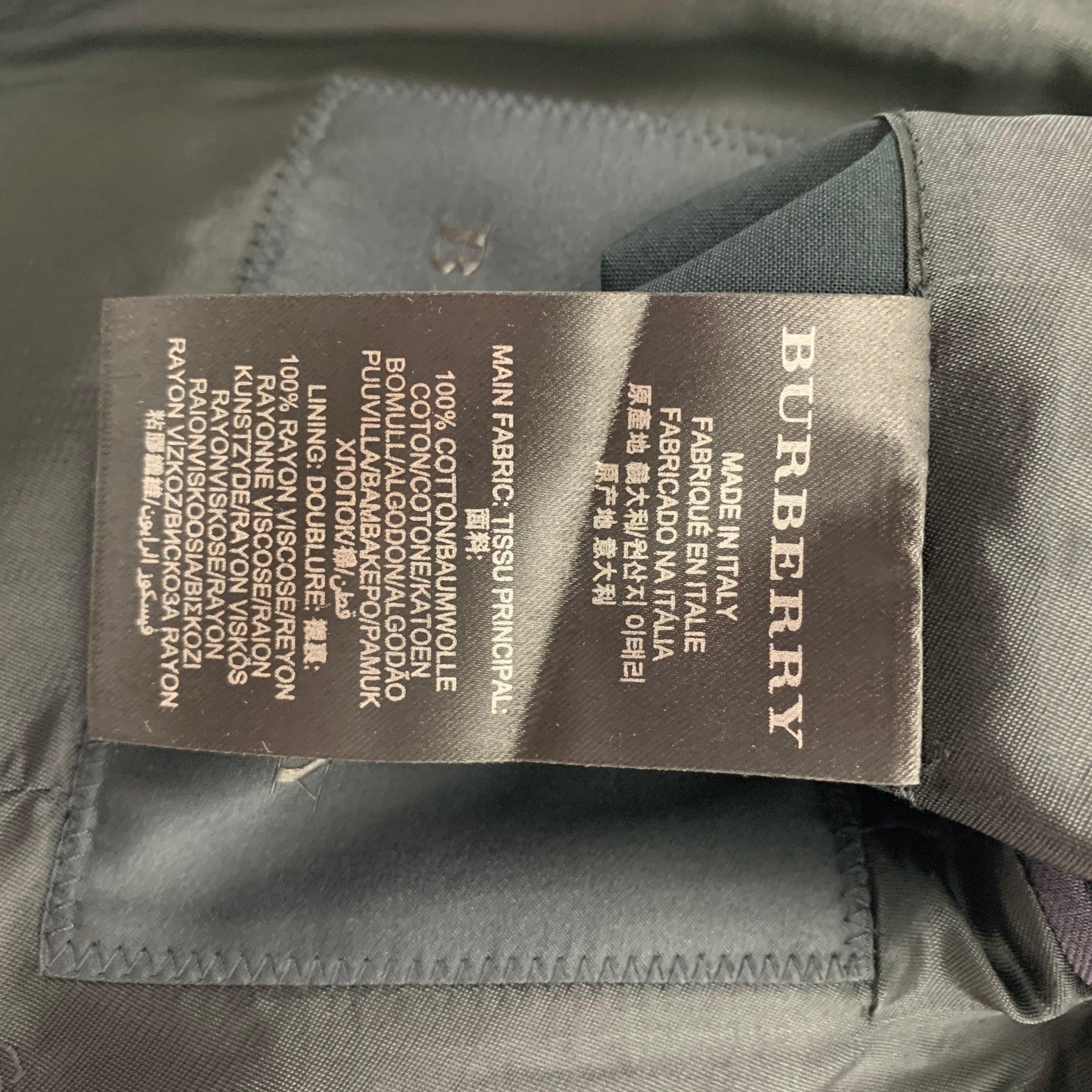 BURBERRY PRORSUM Pre-Fall 2013 Size 38 Navy Coated Cotton Coat For Sale 1