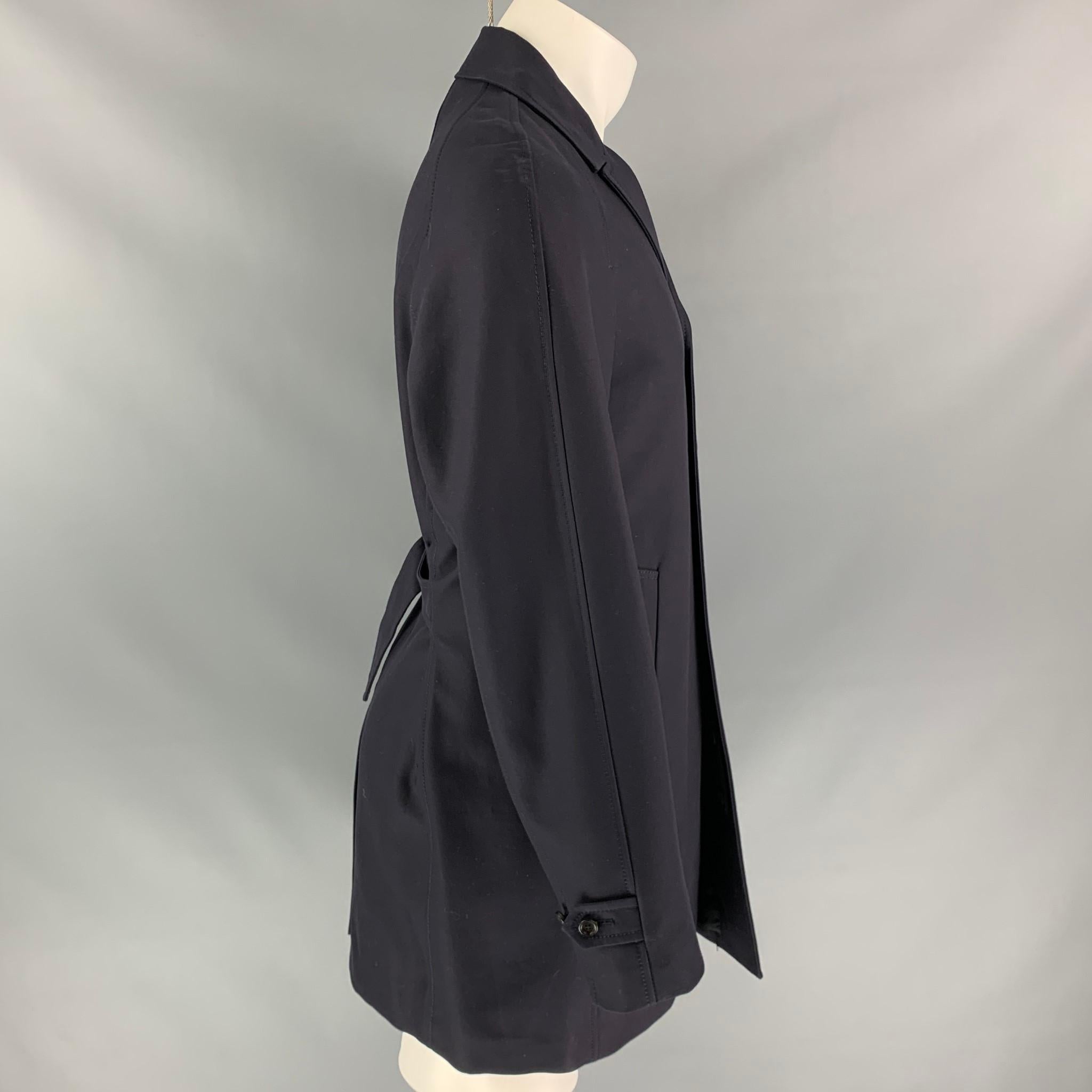 BURBERRY PRORSUM Pre-Fall 2013 Size 38 Navy Coated Cotton Coat 3