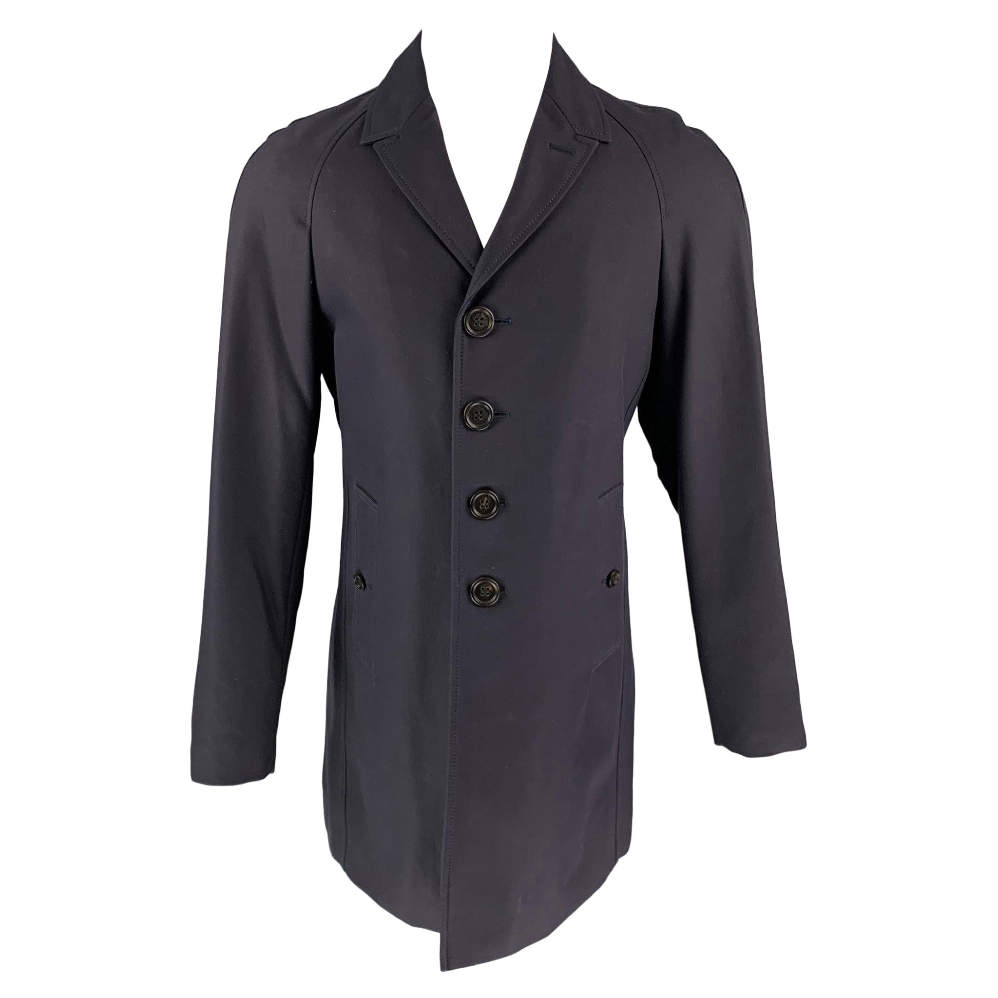 Burberry Prorsum Pre-Fall 2013 Taglia 38 Cappotto in cotone rivestito color navy