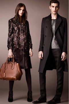 BURBERRY PRORSUM Pre-Fall 2013 Size 8 Brown & Tan Calf Hair Animal Print Coat