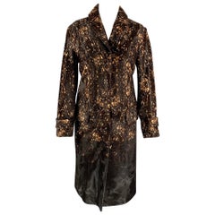 Burberry Prorsum Pre-Fall 2013 Taille 8 Manteau imprimé animal en poils de veau marron et fauve