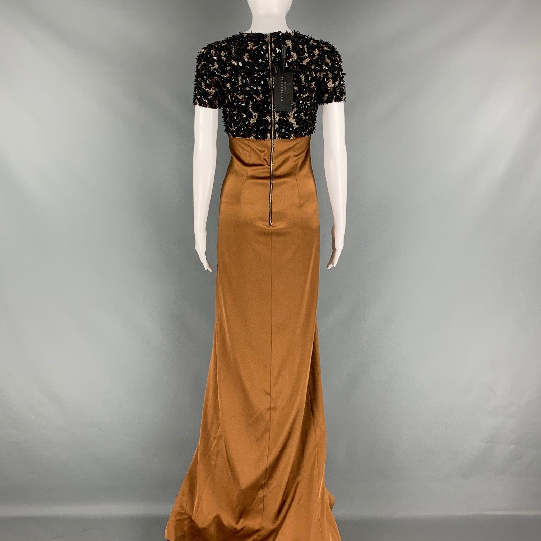 Men's BURBERRY PRORSUM Pre-Fall 2013 Size XS Brown Camel Silk Evening Gown Long Dress For Sale