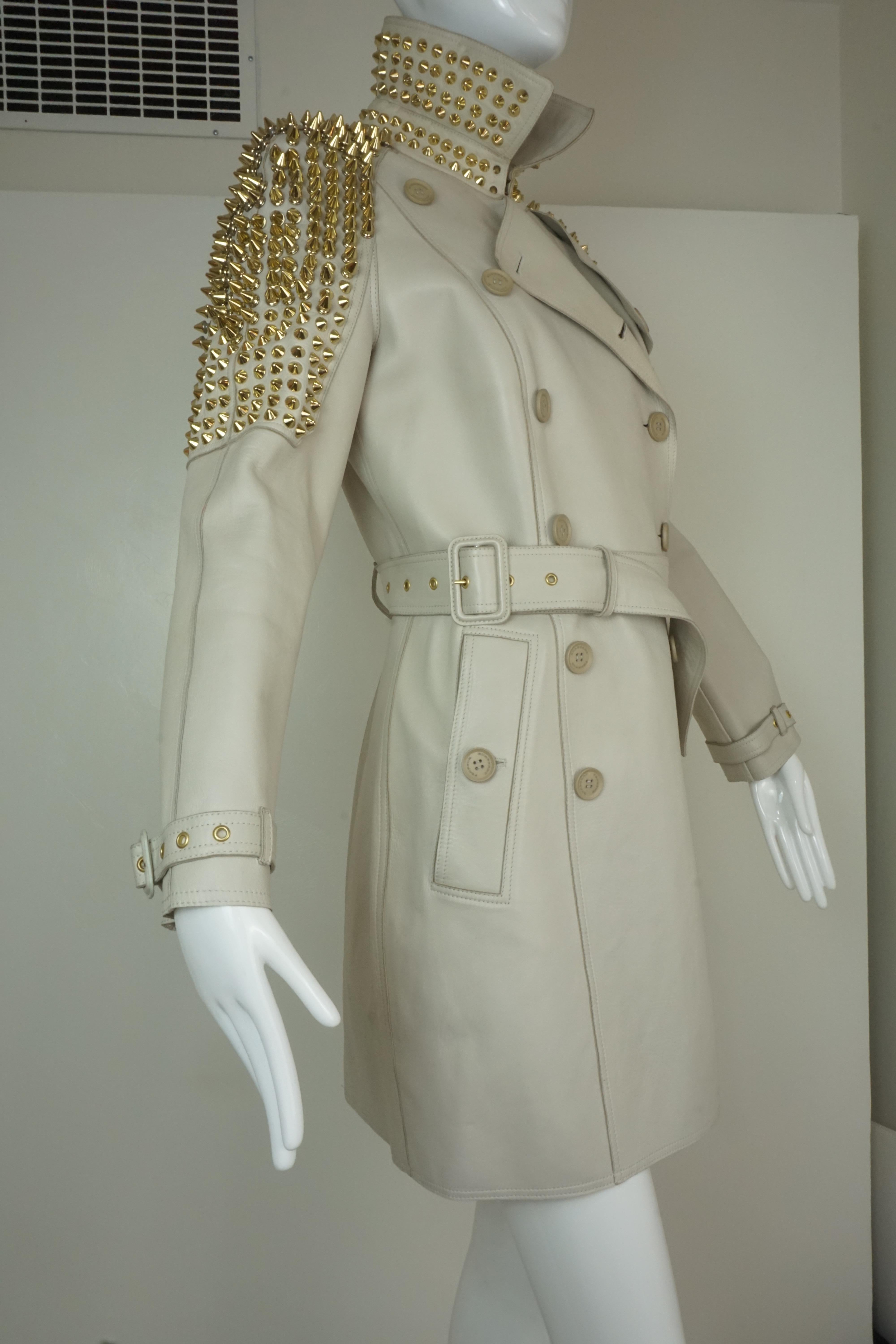 Burberry Prorsum Punk Collection Studded Leather Trench Coat In Good Condition In Carmel, CA