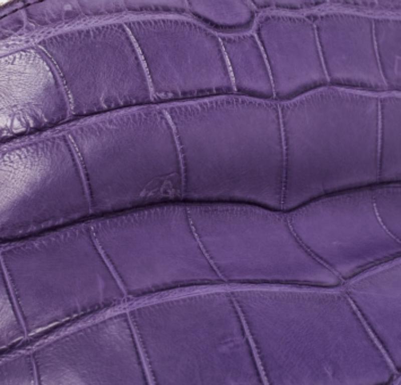 Burberry Prorsum Pochette Kendall en cuir crocodile violet en vente 1