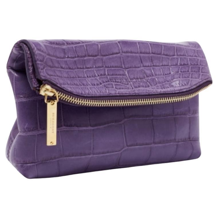 Burberry Prorsum Pochette Kendall en cuir crocodile violet