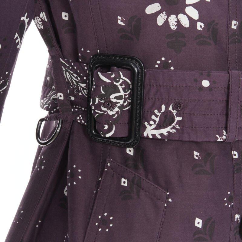 BURBERRY PRORSUM gabardina cruzada con estampado paisley púrpura UK6 XS en venta 5