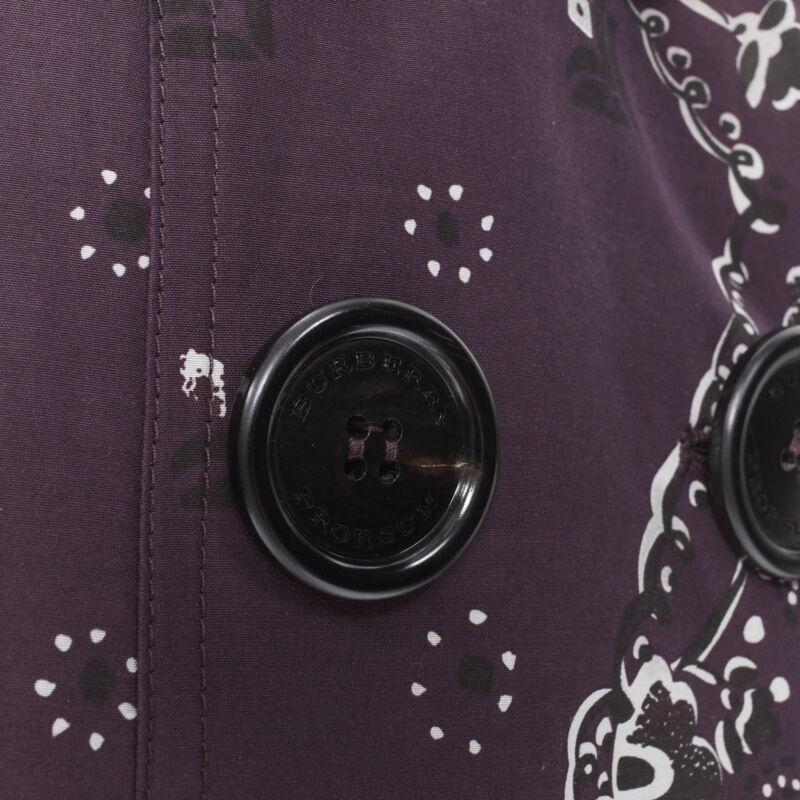 BURBERRY PRORSUM gabardina cruzada con estampado paisley púrpura UK6 XS en venta 6