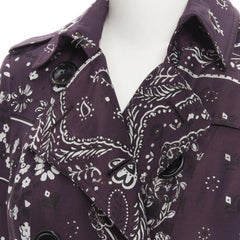 Burberry Prorsum viola paisley stampa bandana doppiopetto UK6 XS