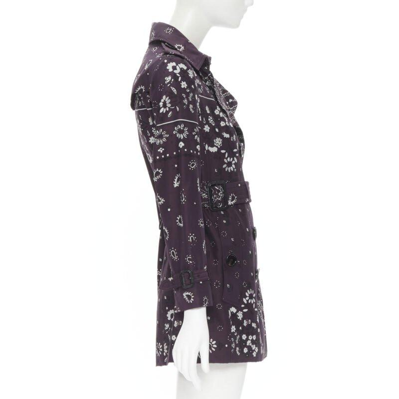 De las mujeres BURBERRY PRORSUM gabardina cruzada con estampado paisley púrpura UK6 XS en venta