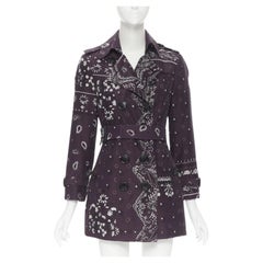 Burberry Prorsum viola paisley stampa bandana doppiopetto UK6 XS