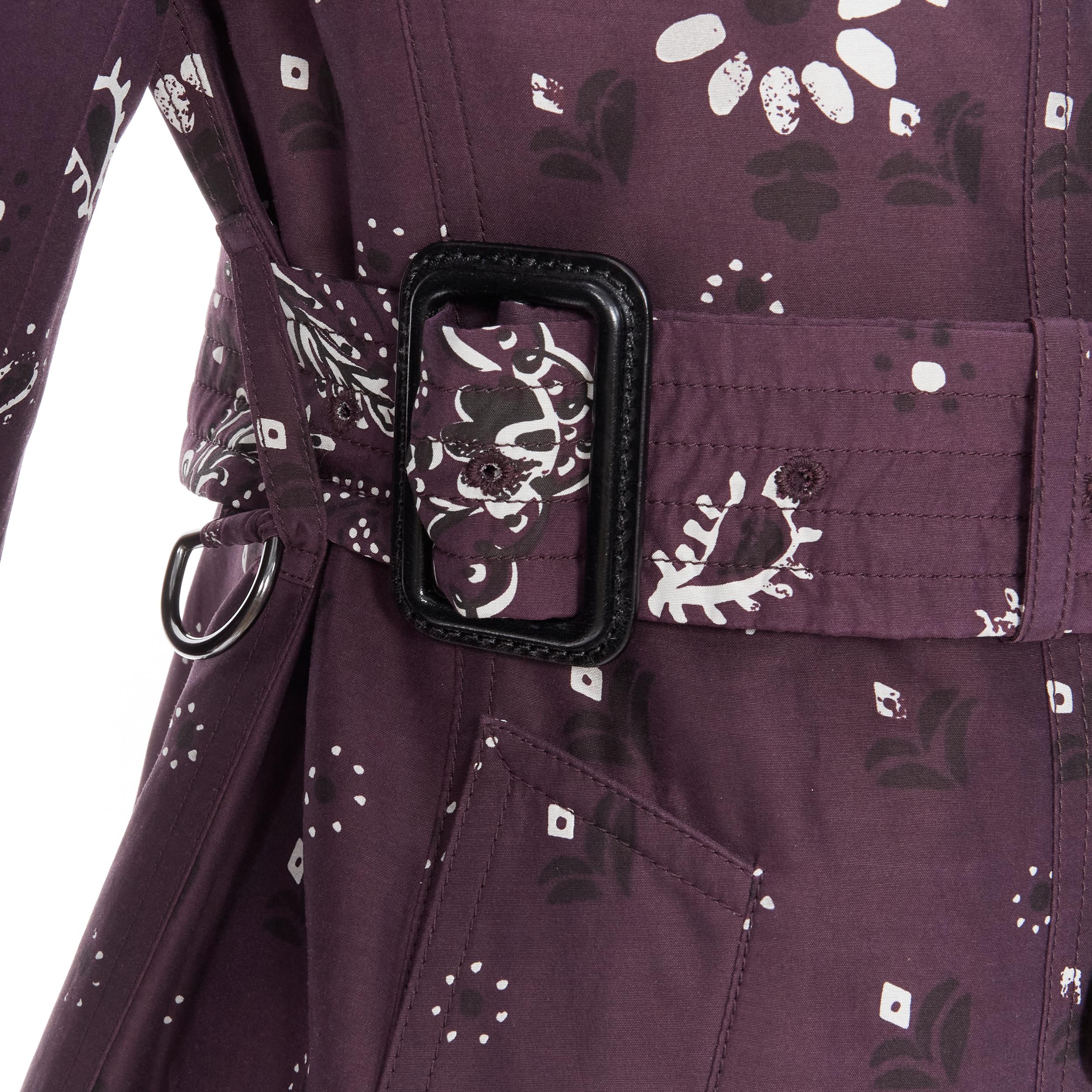 BURBERRY PRORSUM purple paisley bandana silk blend double breasted trench UK6 XS For Sale 3