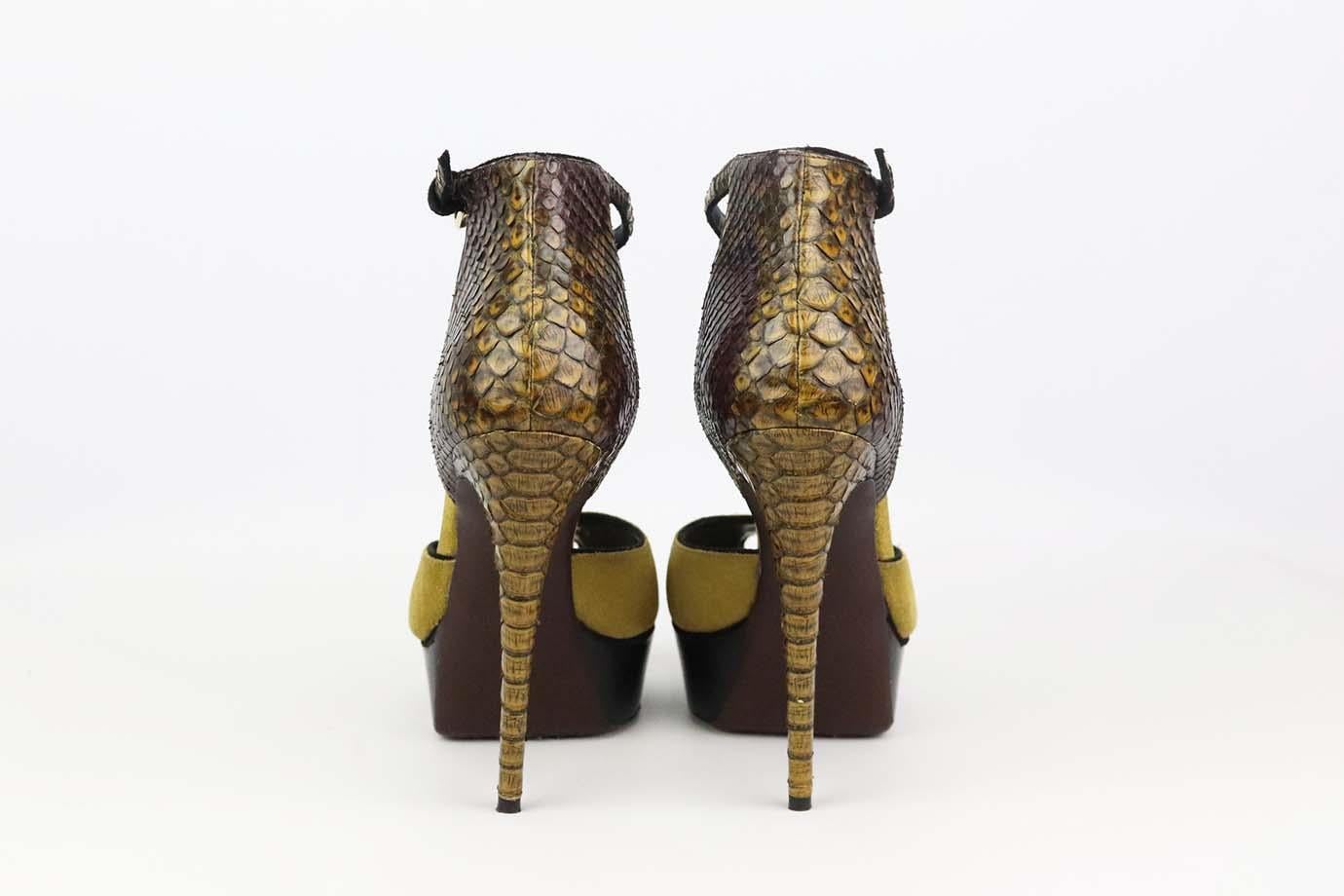 Burberry Prorsum Sandalias con plataforma de pitón y ante EU 39.5 UK 6.5 US 9.5 Negro