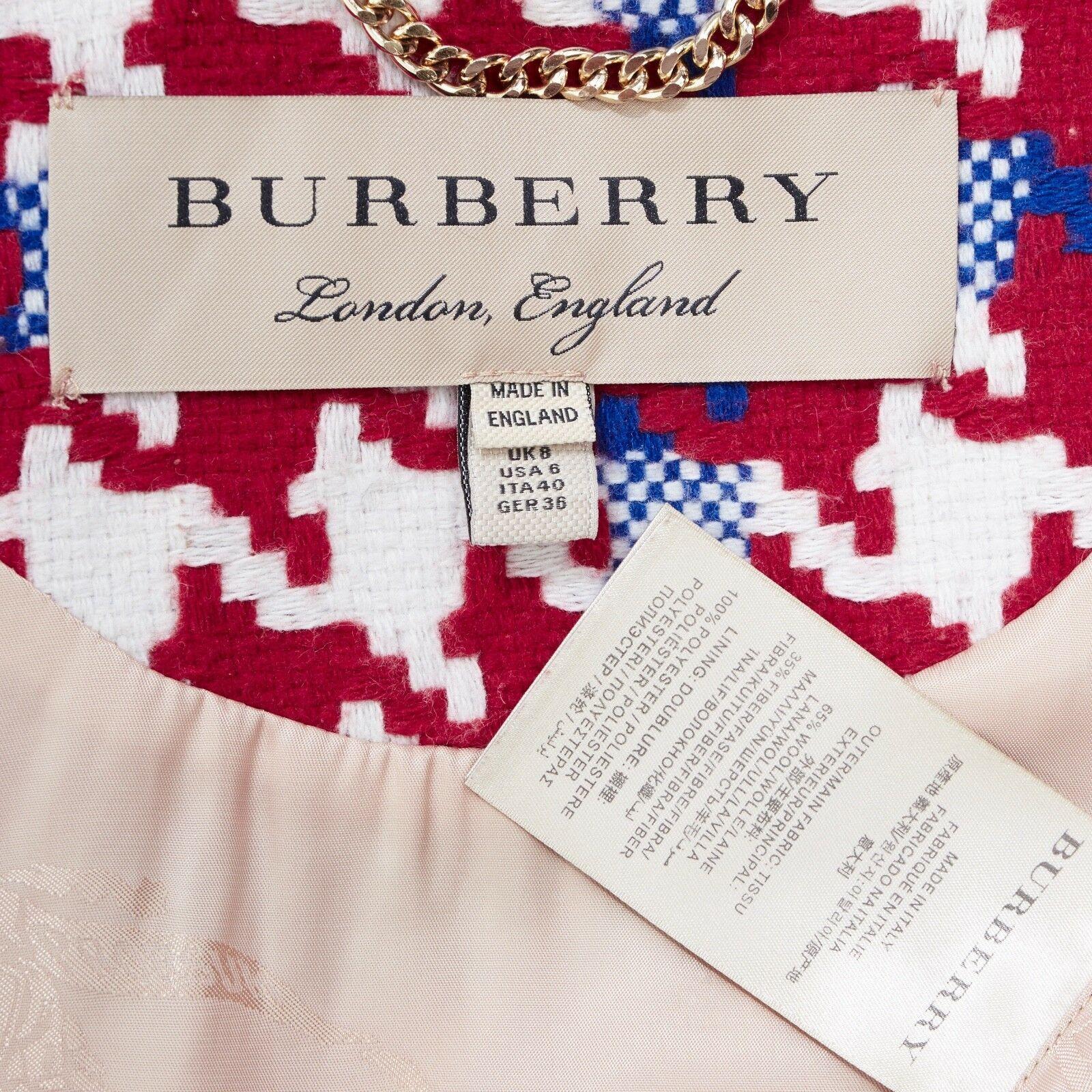 BURBERRY PRORSUM red blue houndstooth wool double breasted poncho cape jacket M 4
