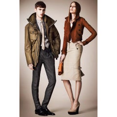 BURBERRY PRORSUM Resort 2013 Size 42 Olive Solid Cotton Zip & Snaps Jacket
