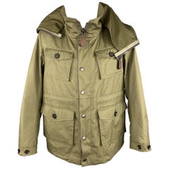 BURBERRY PRORSUM Resort 2013 Taille 42 - Veste en coton massif olive avec fermeture éclair et boutons-pression