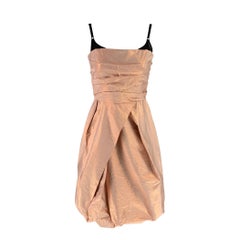 BURBERRY PRORSUM Resort 2013 Talla 8 Vestido Rosa Negro Seda / Elastano