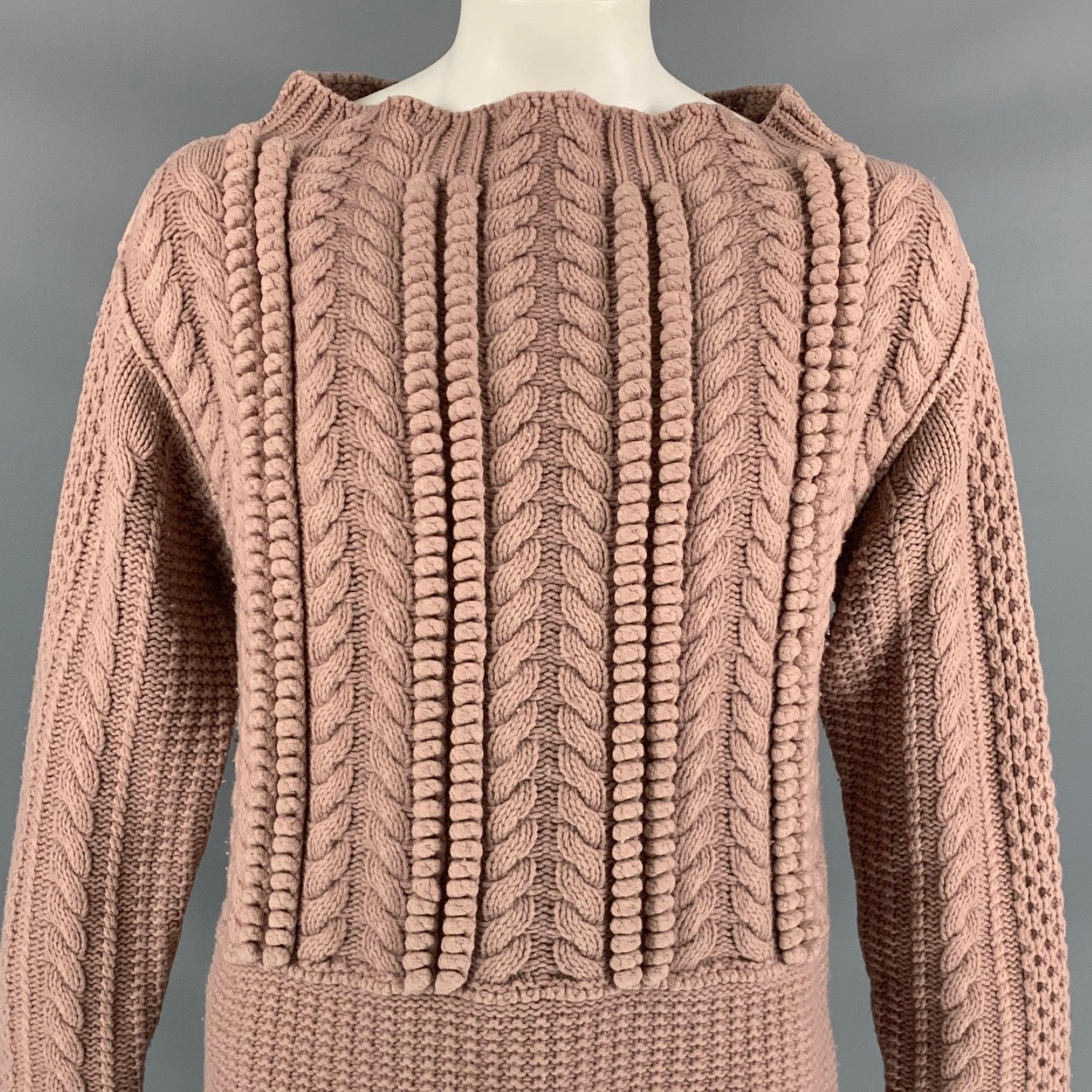 Men's BURBERRY PRORSUM Resort 2013 Size XL Rose Cable Knit Wool Sweater For Sale